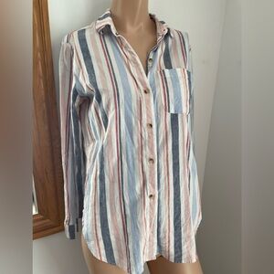 Fits S M 21.5”PTP Maeve Anthropologie Cotton linen rayon blend stripe